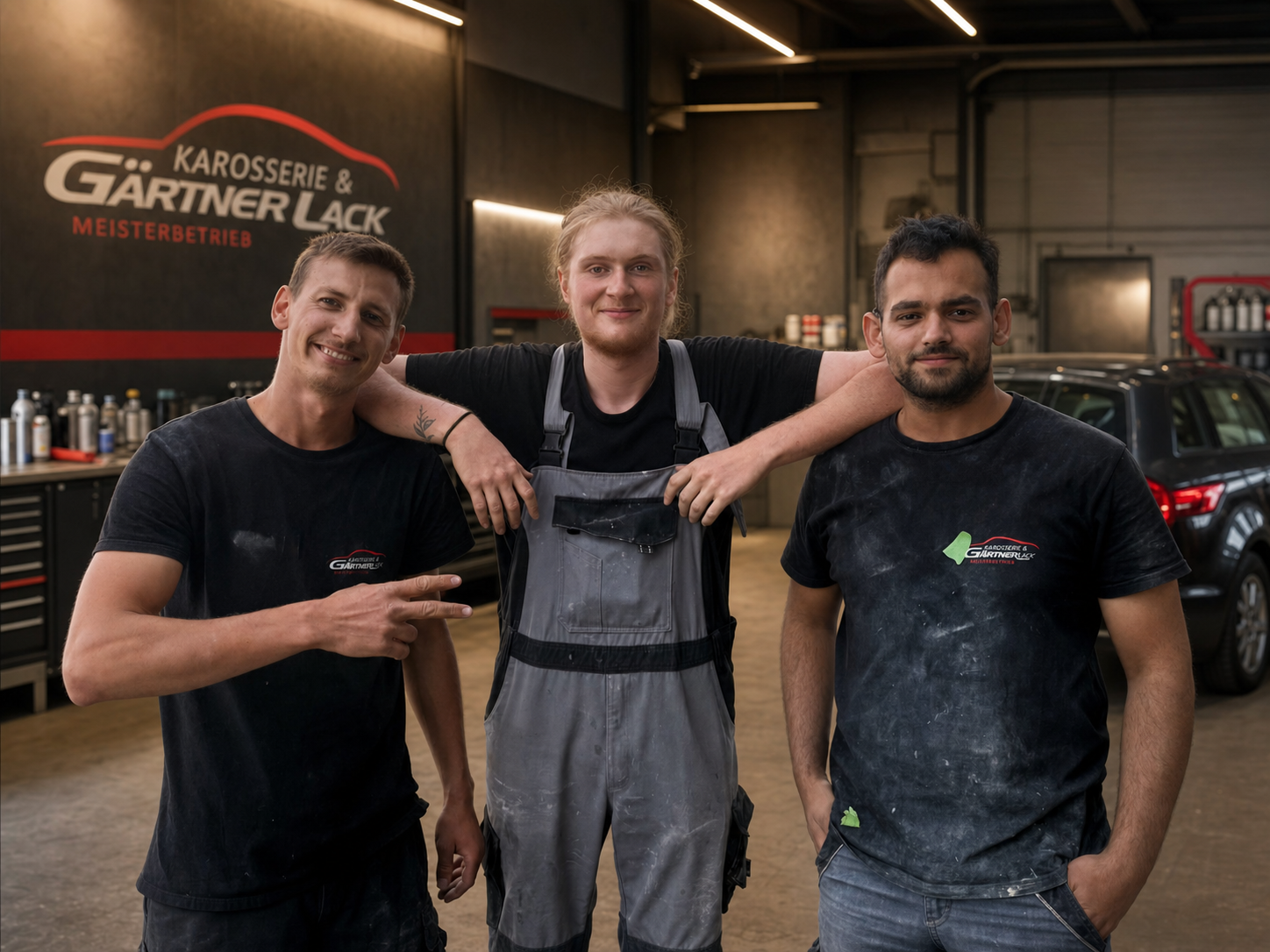 Daniel, Hannes und Abdul gemeinsam in der Gärtner Werkstatt